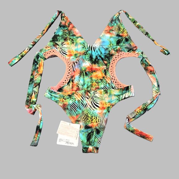 Luli Fama Sz Small Womens Miami Nice Crochet Cut Out Monokini - Picture 4 of 4